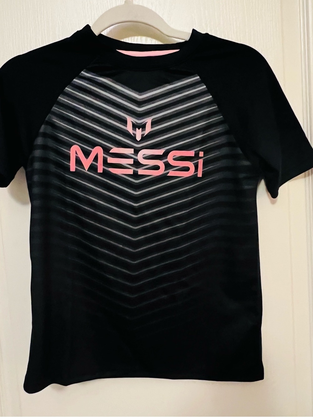 MESSi Boys' Black and Pink Short Sleeve Athletic Tee
